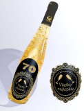 70 rokov - 0,75 Gold Cuvee biele so zlatom Narodeniny zlatá kovová etiketa