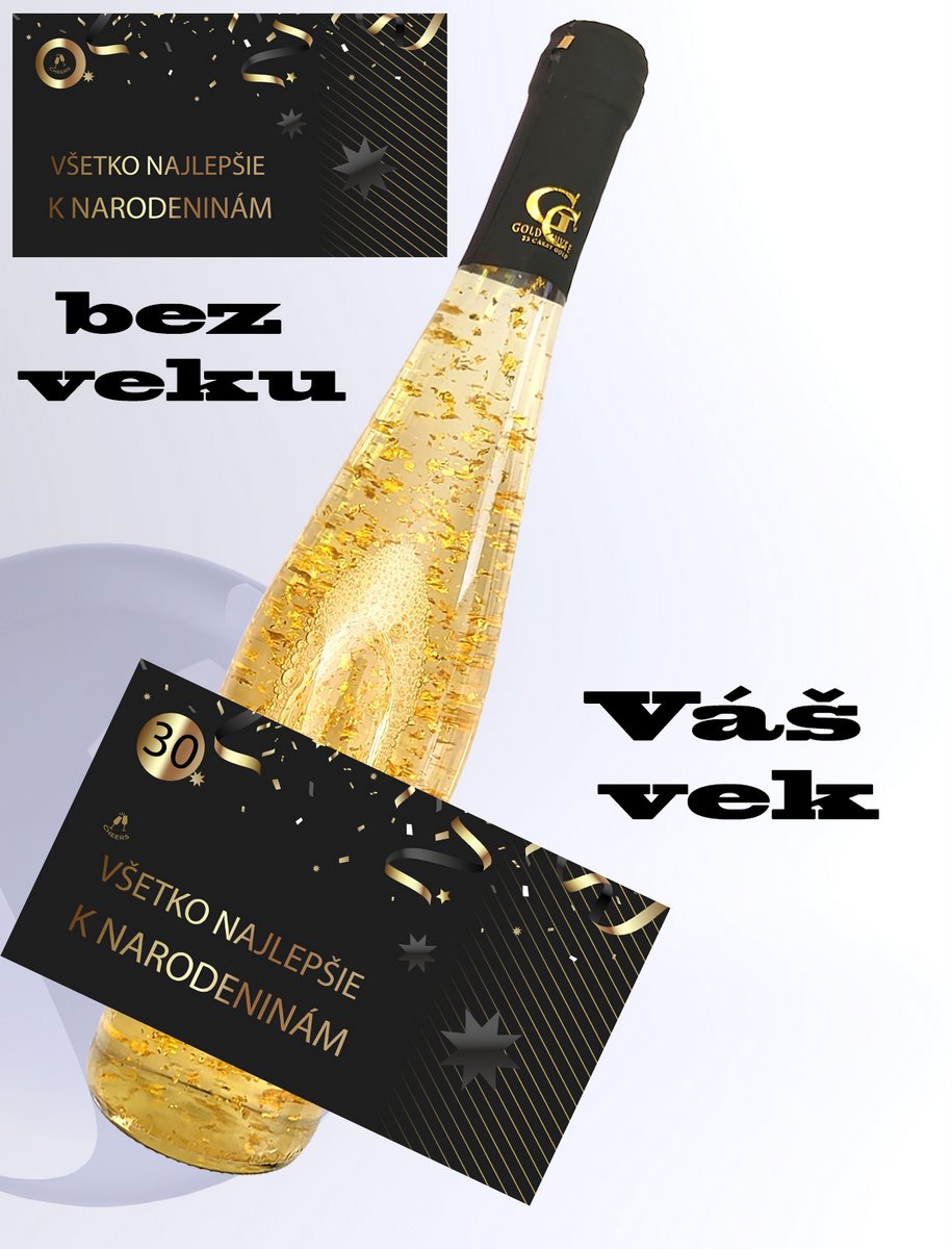 0,75 L Gold Cuvee - Biele so zlatými lupenmi - narodeniny dlhé