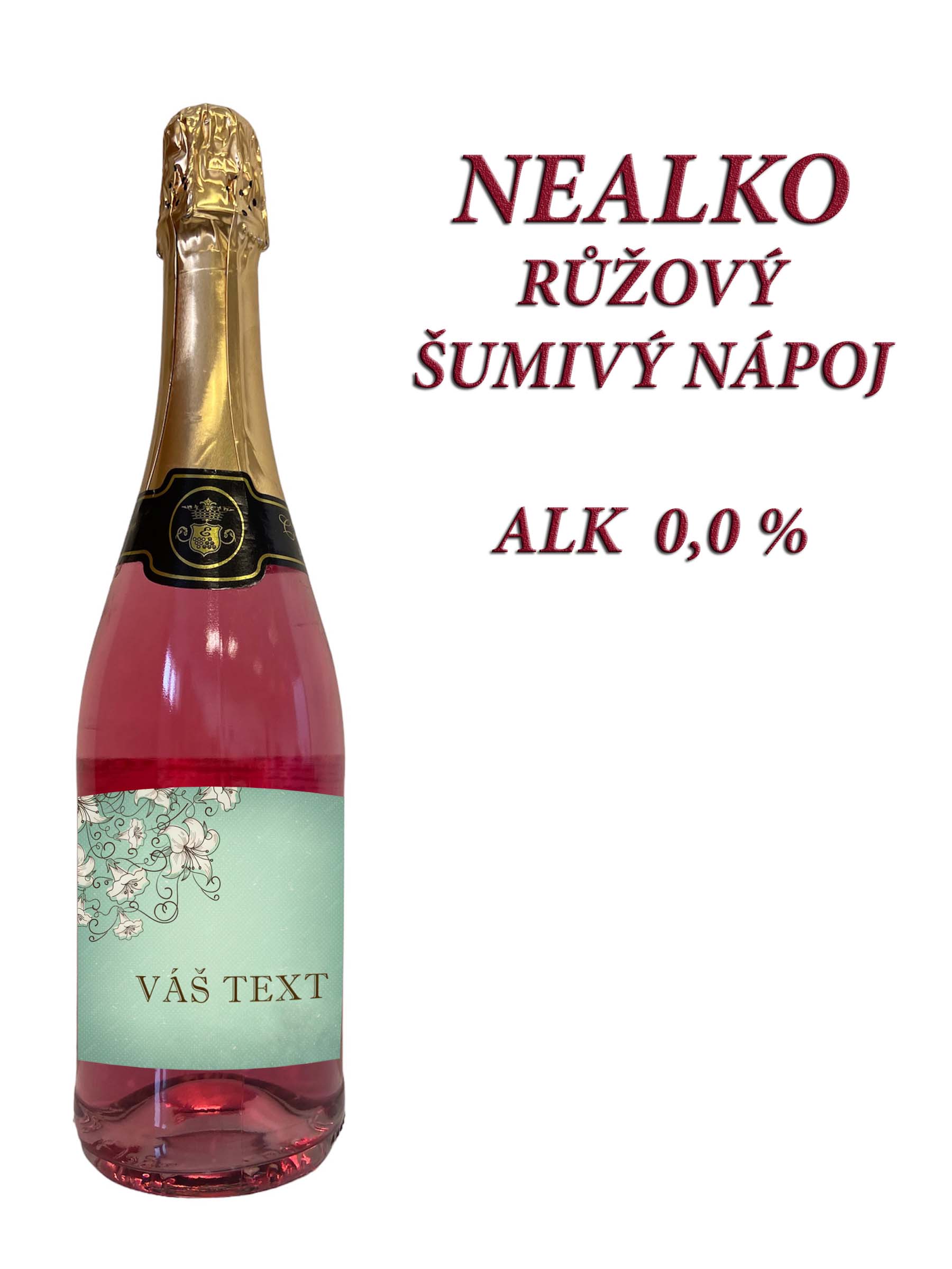 Nealko ružový šumivý drink