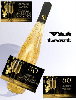 0,75 L Gold Cuvee - Biele so zlatými lupenmi - prípitok - Váš text