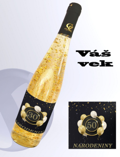 0,75 L Gold Cuvee - Biele so zlatými lupenmi - narodeniny - Váš vek