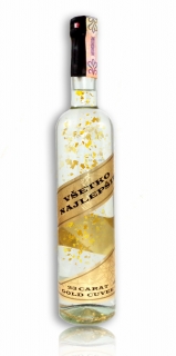Darčeková fľaša - vodka (borovička) so zlatom Všetko najlepšie - zlatá ribbon